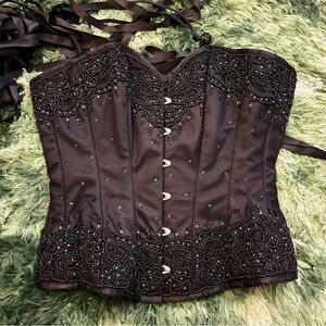 Chic Black Beaded Corset